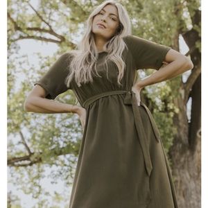 Roolee Taylor Jane Wrap Maxi  Olive Green Dress Size Small